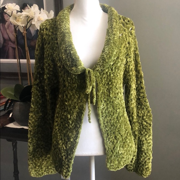 Anthropologie Sweaters - Anthro Cousin Johnny Tie Front Chenille Sweater LG